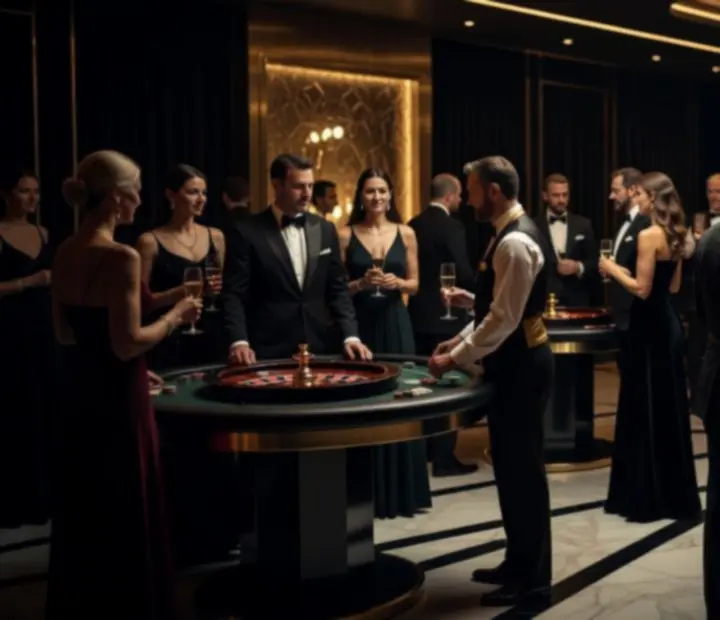 Cinematiczny mobilny event pokerowo-casino w eleganckiej sali