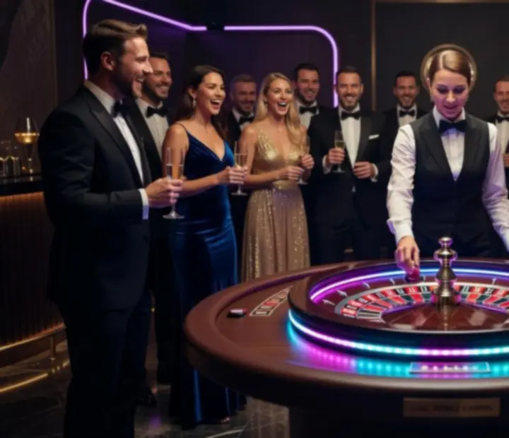 Podświetlane koło ruletki podczas eleganckiego eventu firmowego