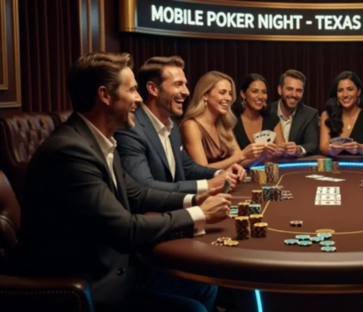 Dynamiczna atmosfera prywatnego wieczoru pokerowego z gośćmi zgromadzonymi przy stole