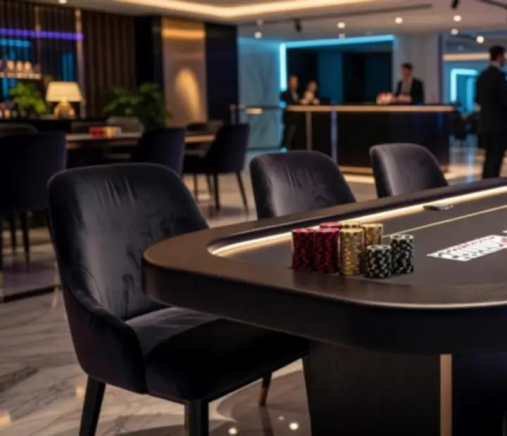 Nowoczesny, podświetlany mobilny stół pokerowy na evencie